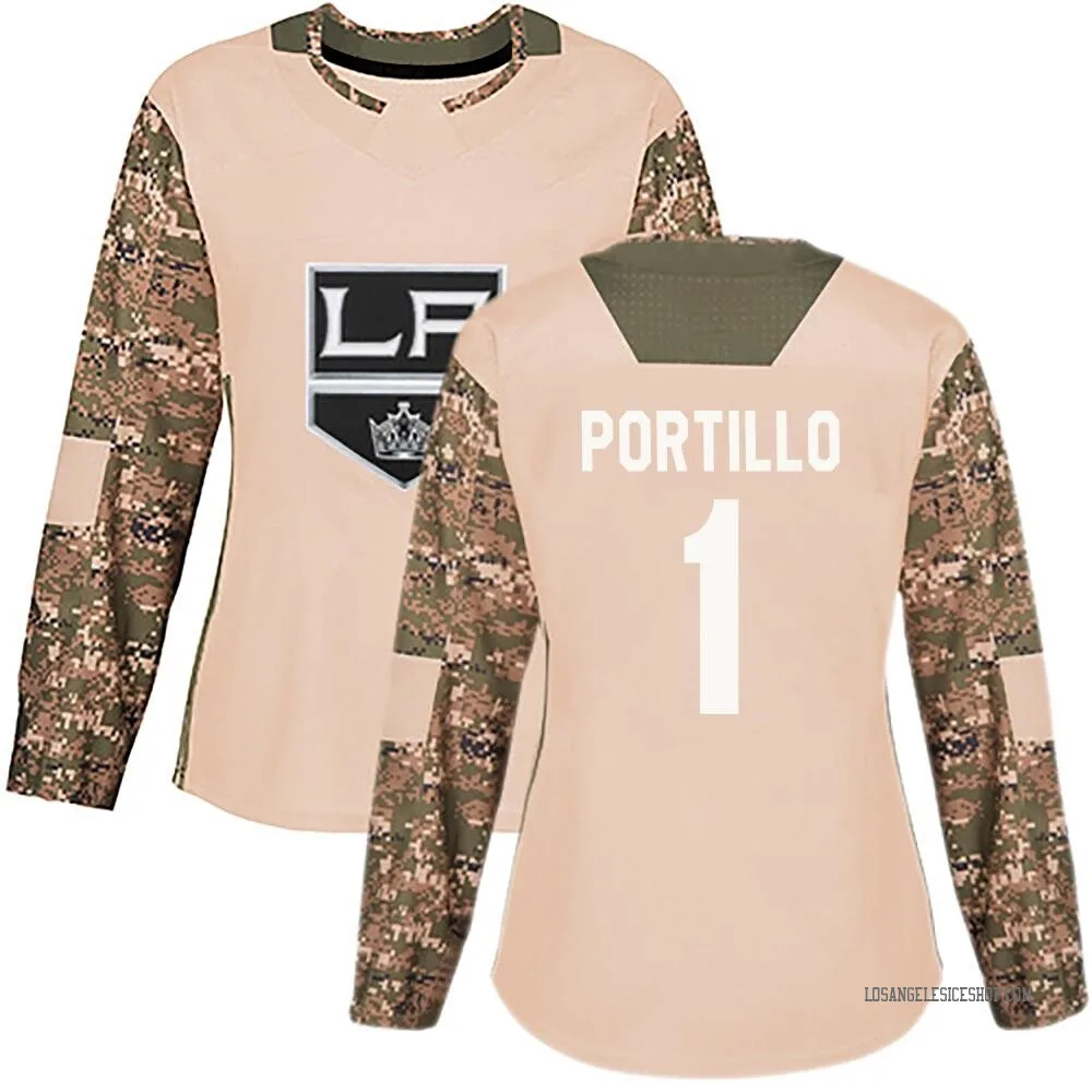Authentic Erik Portillo Camo Los Angeles Kings Veterans Day Practice Jersey - Women's