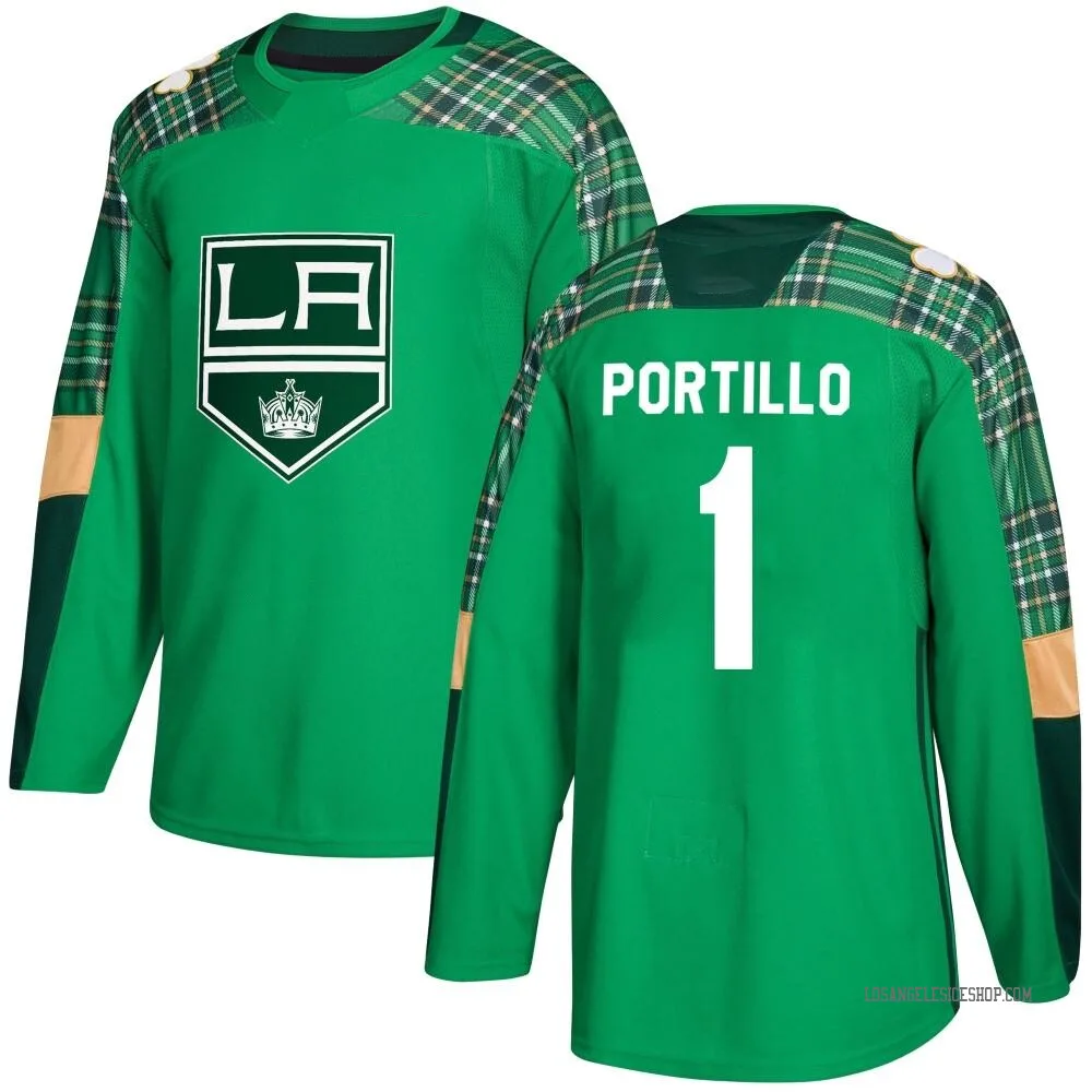 Authentic Erik Portillo Green Los Angeles Kings St. Patrick's Day Practice Jersey - Men's