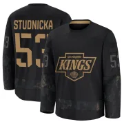 Premium Jack Studnicka Black Los Angeles Kings 2024 Military Appreciation Practice Jersey - Youth